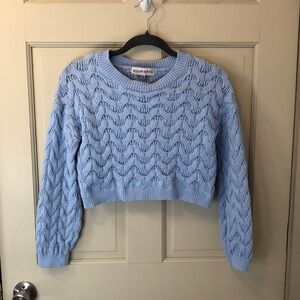 Willow and Wind | Size Small Cropped Sweater | Blue Knit Sweater